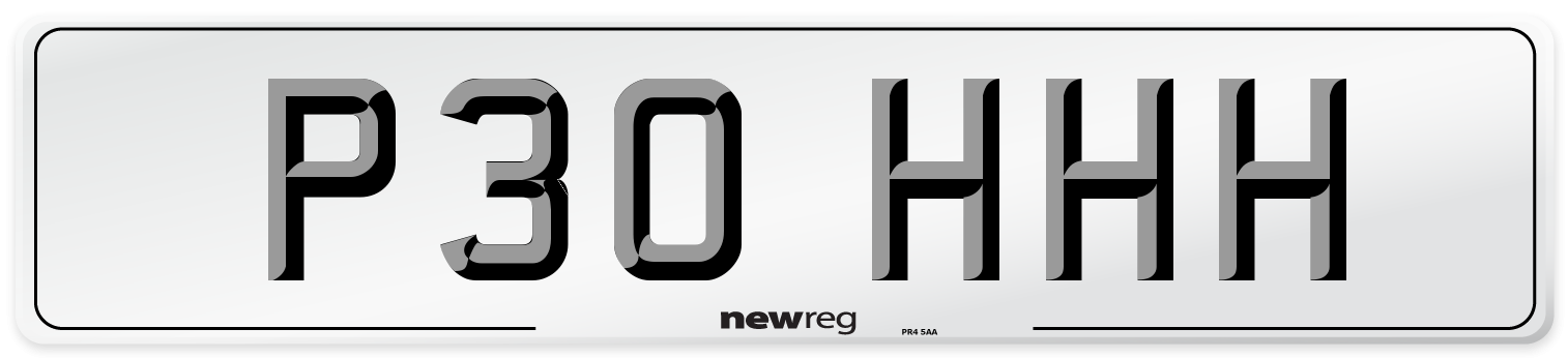 P30 HHH Number Plate from New Reg